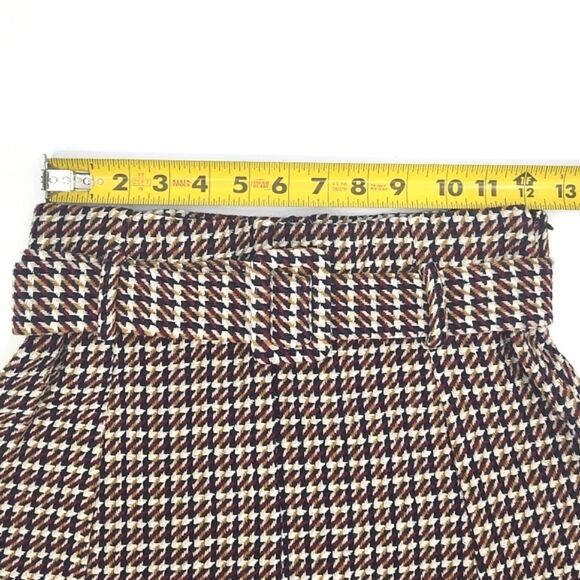 Zara Belted Tweed Mini Skirt Size Medium High Waist Multicolor Preppy Academia - Picture 9 of 10